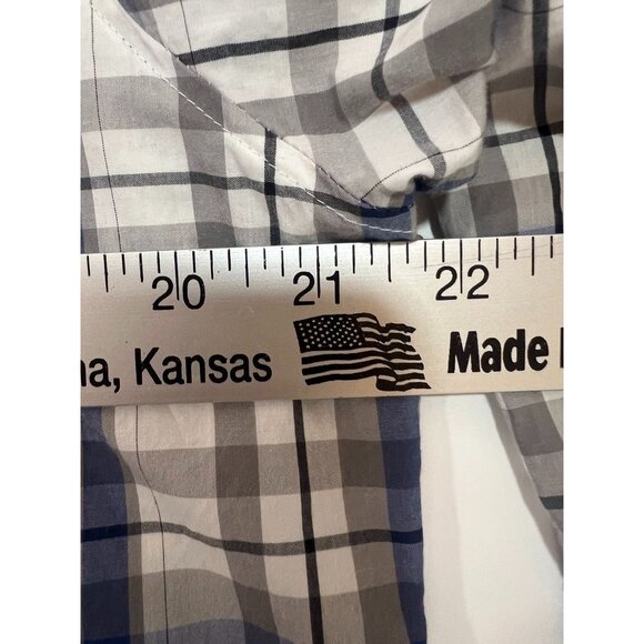 Calvin Klein Mens L/G Slim Fit Plaid Cotton Shirt Blue/Gray Long Sleeve Non-Iron - Picture 4 of 6